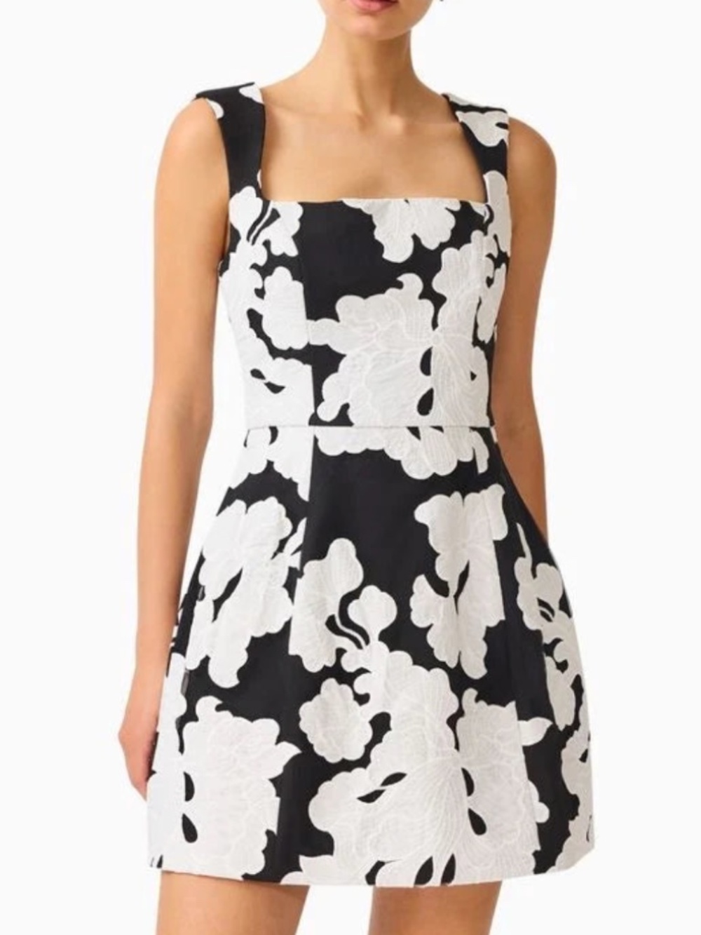 Elliatt Bloomnoir Black White Floral Mini Tulip Dress Fit Flare A-Line - Small